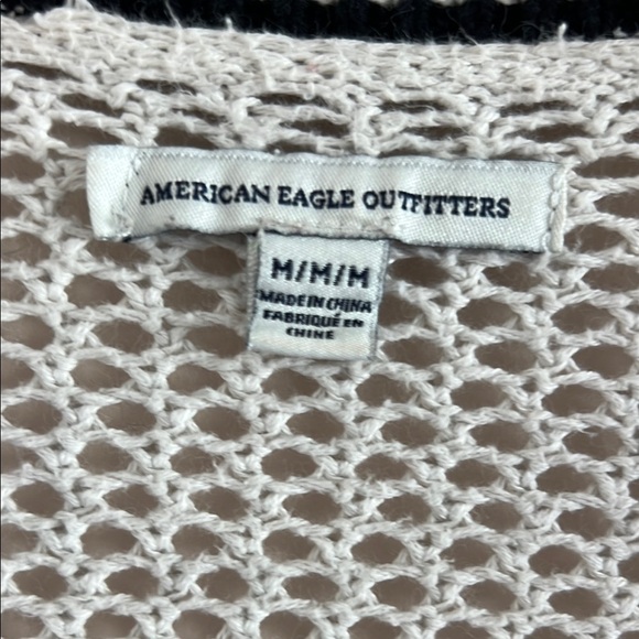 Cream and Black Long-Line Cardigan Sweater - Picture 2 of 5